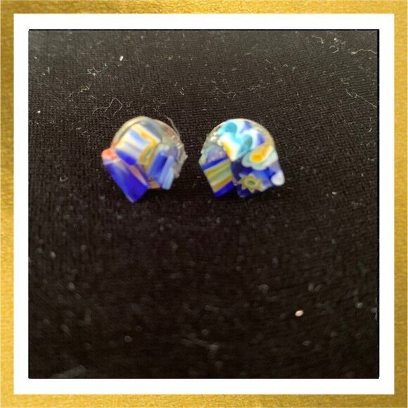 3/$20 Hand Crafted BEADED Stud HANDMADE Millefiori Glass EARRINGS - Picture 1 of 1